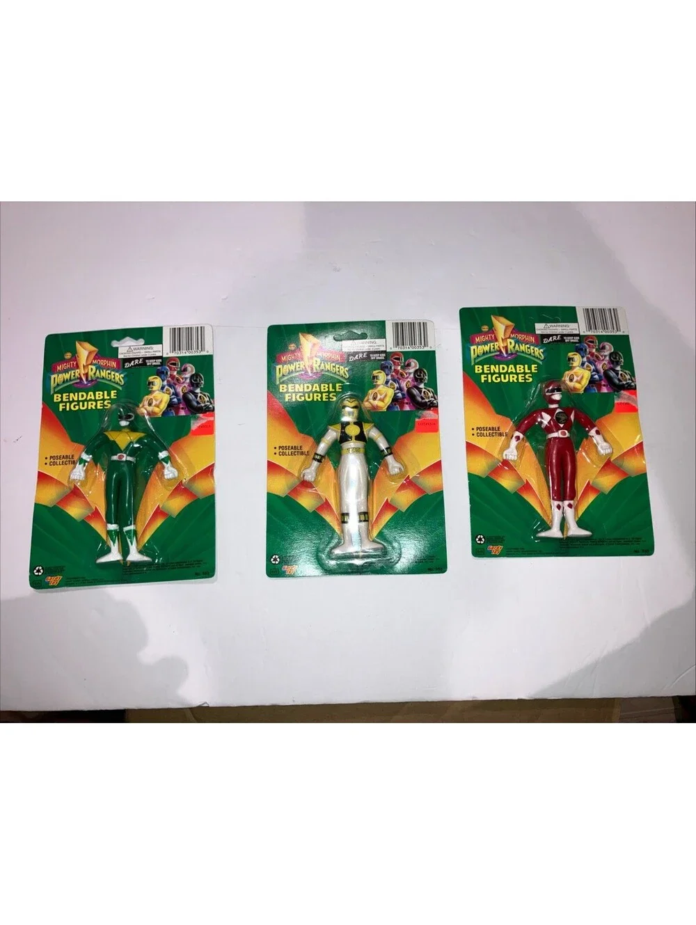 Vintage 1993 Bandai (3) Power Rangers BENDABLE Action Figures NEW Sealed Cards